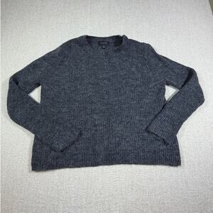 Banana Republic Women Large Gray Wool Blend Cropped Long Sleeve Pullover Sweater